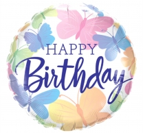 Фолиев балон Пеперуди с текст Happy Birthday, 45 см /Tr/