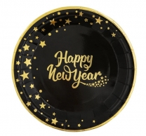 Хартиена чинийка Happy New Year, Нова Година, 6бр. в опаковка /Pp/
