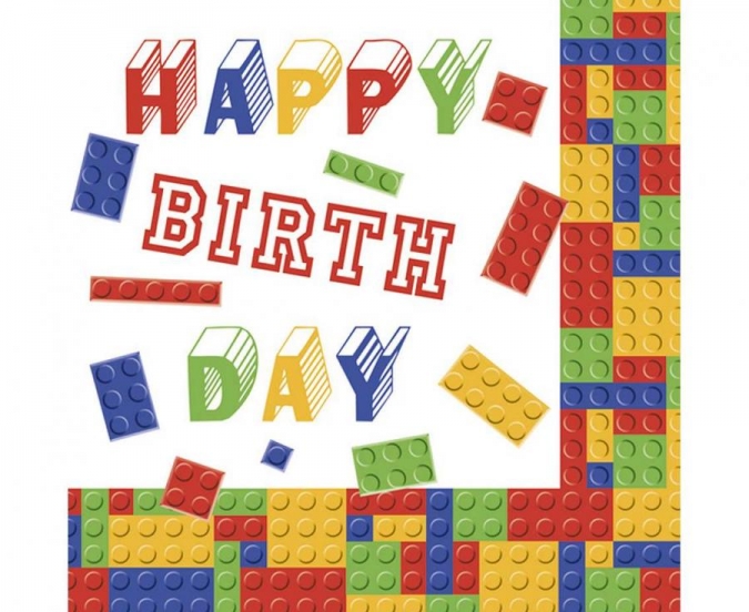 Салфетки Лего строителни блокчета, 20 бр в пакет /Gd/