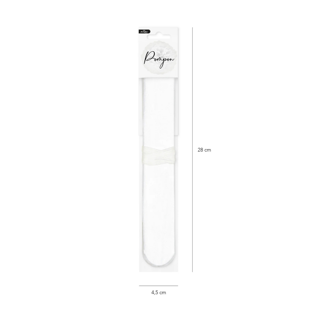 Помпон от бяла тишу хартия 25 см /Pp/