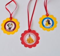 Персонализиран парти медальон Красавицата и Звяра, 5бр. пакет