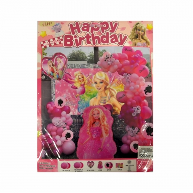 Комплект за украса с балони Барби, 81 броя /Pe/