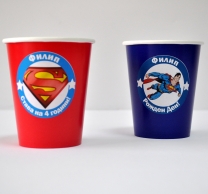 Персонализирана хартиена парти чашка 250 мл Супермен, 6бр. пакет