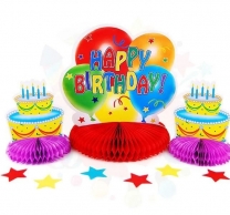 Украса за маса /тип пчелна пита/ с надпис Happy Birthday /Tr/