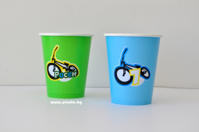 Персонализирана хартиена парти чашка 250 мл БМХ Колело, 6бр. пакет