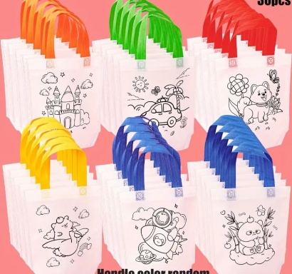 Детска торбичка за оцветяване, 24х22,5см, микс цветове /Tm/