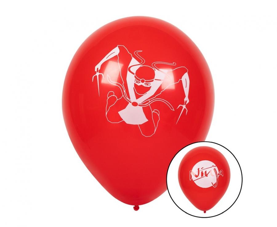 Комплект балони с печат Нинджа, 25 см, 6 бр. в опаковка /Gd/