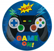 Хартиена чинийка Плейстейшън, джойстик,  Game On, 23 см, 6бр. /mb/