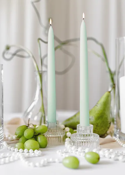 Стъклена двустранна поставка /свещник/ за свещ, 6.5х5.5см /Pd/