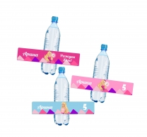 Персонализиран парти етикет за бутилка с вода Барби, 5бр. в пакет