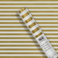 Бяла златна раирана опаковъчна хартия, 150x70 см /Mb/