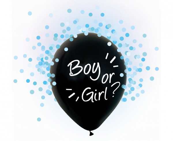 Балон за разкриване пола на Бебето "Момче или Момиче" / "Boy or Girl?", 4бр., с вкл. сини конфети