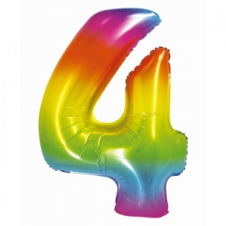 Фолиев балон цифра 4, цвят дъга 76 см /Gd/