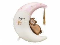 Фолиев балон Спяща луна и мече, момиче 98см, /Pd/