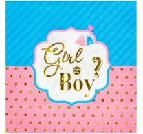 Парти салфетки за разкриване на пола Момче или момиче, Boy or Girl, 12 бр. в пакет /Mb/