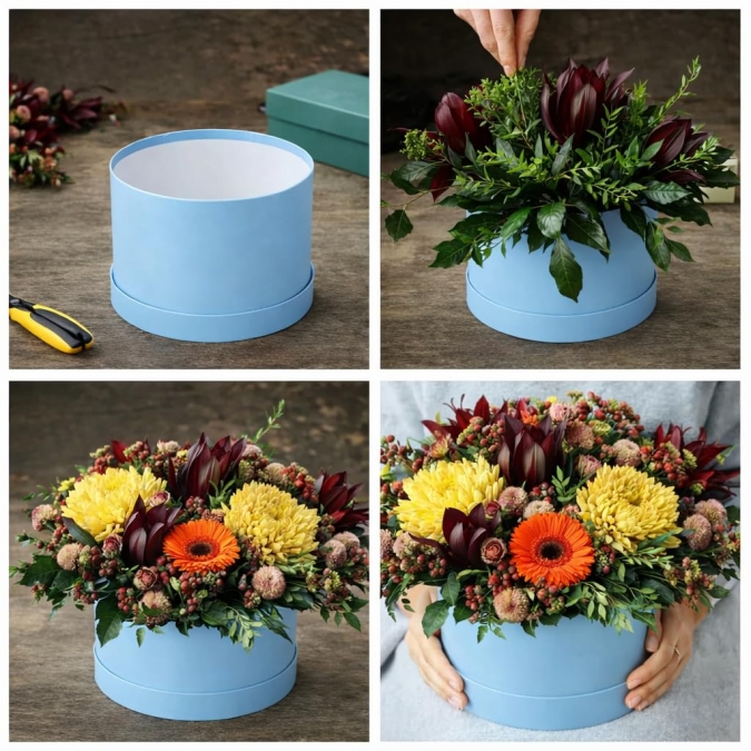 Кръгла кутия с капак, цвят син, ф18/17см /Sa/