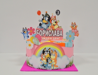 3Д Хартиена торта с декорация и персонализация Блуи и Бинго