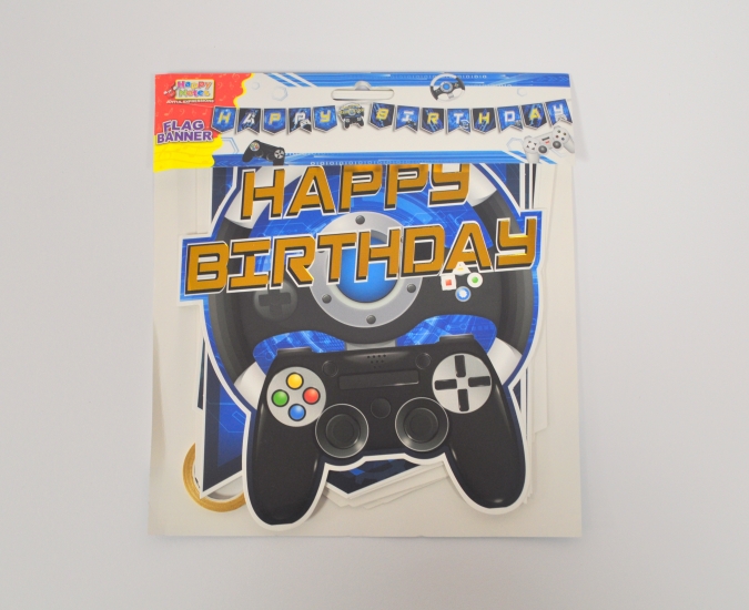 Банер гирлянд Геймърско парти, Happy Birthday, 2,5м. /Gx/