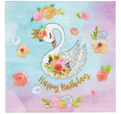 Парти салфетки Лебед, 12 бр. в пакет /mb/