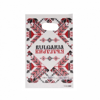 Подаръчна торбичка с шевица и надпис България/Bulgaria, 30х20 см /Pe/