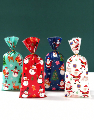 Подаръчни торбички, пликове за сладки, Коледа, Снежен човек, 12х27см, 25 бр. в опаковка /Ch/