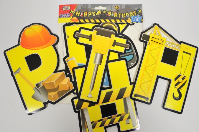 Банер гирлянд Строителни машини, Happy Birthday, 2,5м. /Gx/