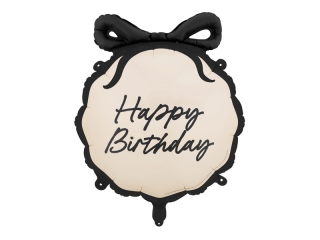 Фолиев балон Панделка Happy Birthday, цвят крем и черно, 47,5см /Pd/