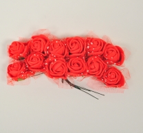 Рози от фоам с тюл, 12бр. в пакет, червени /Sa/