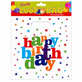 Подаръчни торбички, Happy Birthday, 17х25см, 10 бр. /Pe/