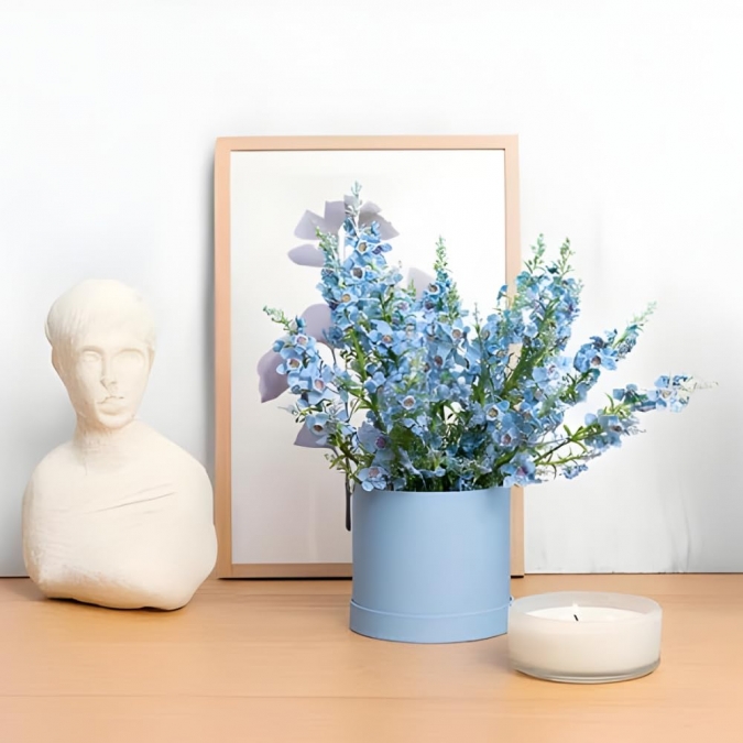 Кръгла кутия с капак, цвят син, ф15/14см /Sa/