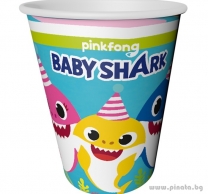 Хартиена парти чашка Бейби Шарк / Baby Shark, 8 бр. в опаковка