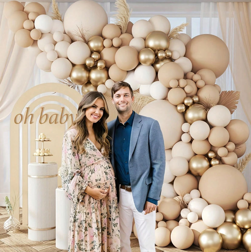 Комплект за арка 102 бр. балони в бяло, лате и златно хром /Ch/