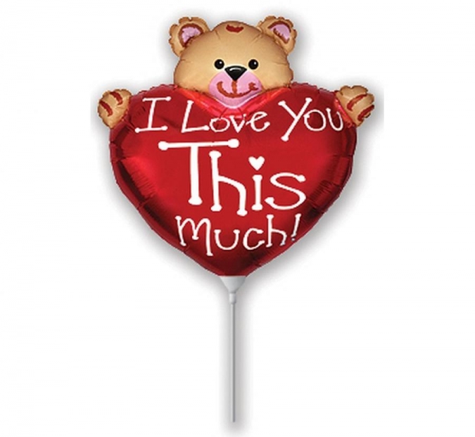 Фолиев балон Сърце с Мече I Love You, Свети Валентин, 30см /Gd/