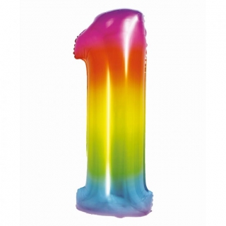 Фолиев балон цифра 1, цвят дъга 76 см /Gd/