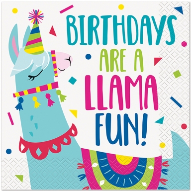 Парти салфетки Лама Рожден Ден 16 бр в пакет, Birthday Llama