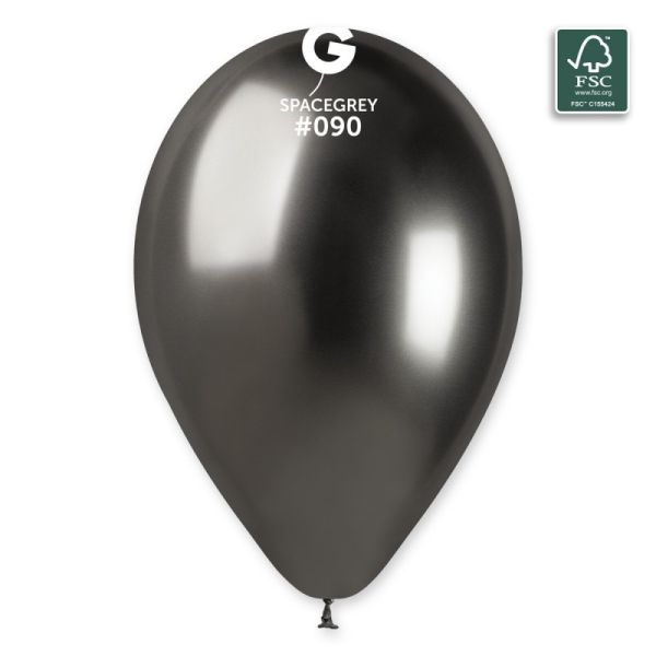 Балон хром, цвят сив, диаметър 33 см, 50 бр., Gemar GB120 #090 /UK/