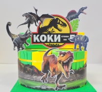 3Д Хартиена торта с декорация и персонализация Джурасик Динозаври