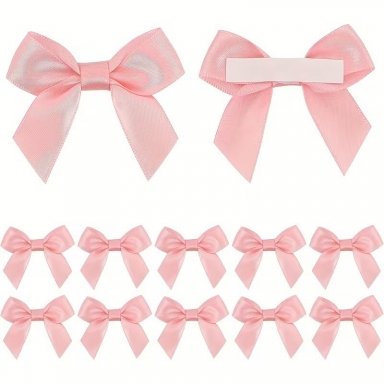 Елегантни сатенени панделки за декорация, цвят розов, 10 бр. 6,3см /Tm/