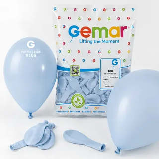 Балон цвят Син пудра, Powder blue, диаметър 26см,100бр. в пакет, Gemar G90 108 /Uk/