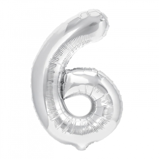 Фолиев балон цифра 2, цвят сребърен, 40см /Pp/