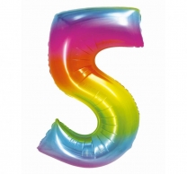 Фолиев балон цифра 5, цвят дъга 76 см /Gd/