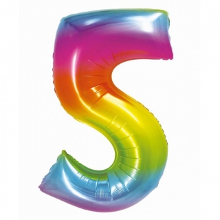 Фолиев балон цифра 5, цвят дъга 76 см /Gd/