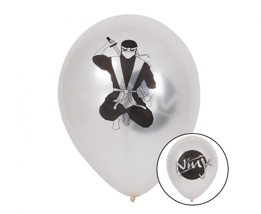 Комплект балони с печат Нинджа, 25 см, 6 бр. в опаковка /Gd/