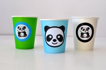 Персонализирана хартиена парти чашка 250 мл Панда, 6бр. пакет