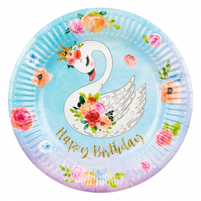 Хартиена парти чинийка Лебед, 6 бр. в пакет /mb/