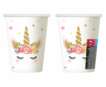 Хартиена парти чашка Еднорог, 266 мл. 6 бр. в опаковка /Gd/