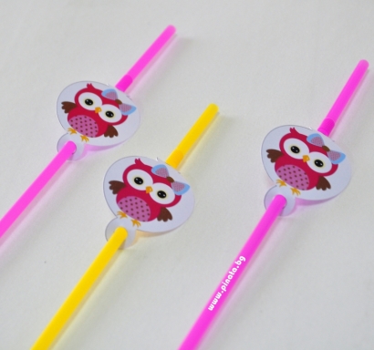 Парти сламки с облър бухалче, 10 бр. в пакет