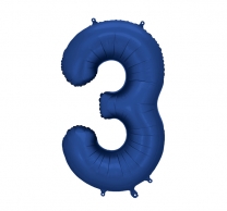 Фолиев балон цифра 3, цвят тъмно син /navy/, 86 см височина /Pd/