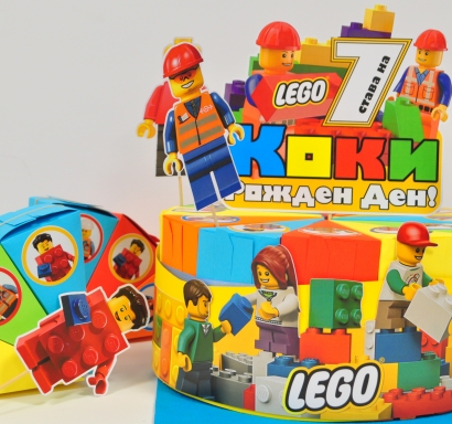 3Д Хартиена торта с декорация и персонализация Лего Конструктор