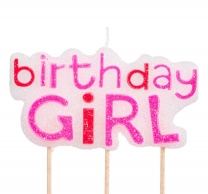 Свещички надпис Рожден ден Момиче / Birthday Girl, розови /mb/